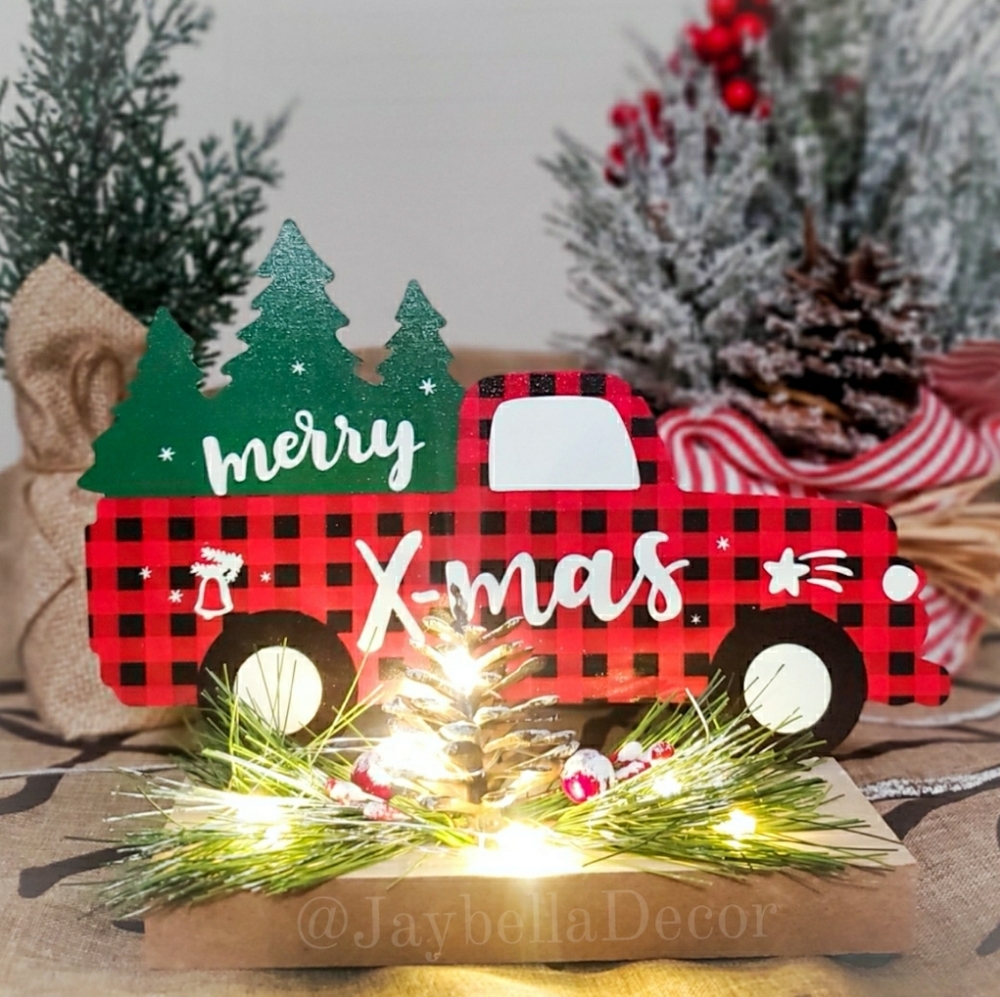 LED Lighted Galvanized Farm Truck Christmas Decor